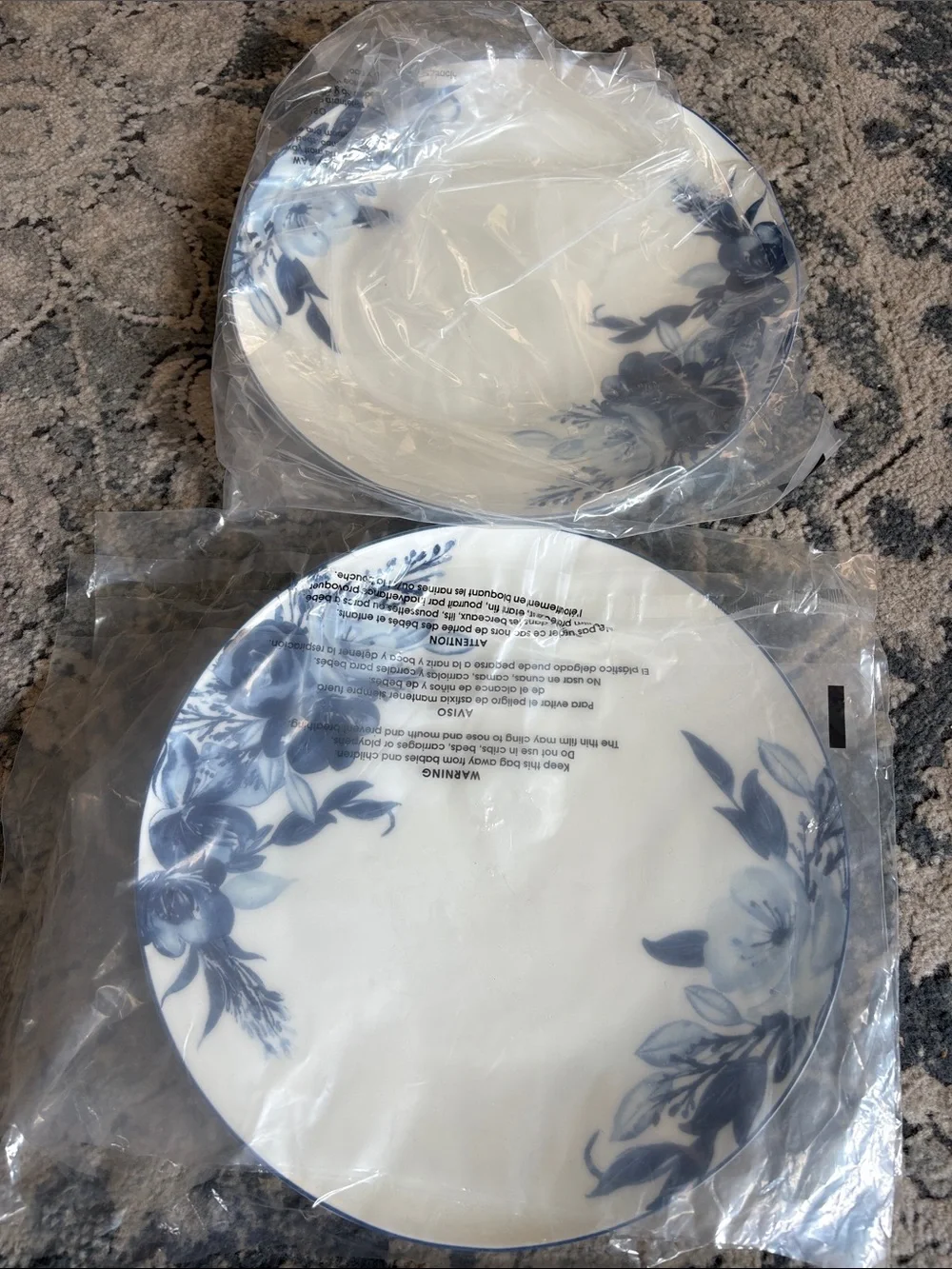 MIKASA Darcy Blue & White Floral Bone China 11” dinner Plates Set of 2  New